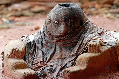 Legba Voodoo protection outside a house, Togoville, Togo, West Africa photo