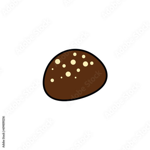 Sweet cake of colorful food set. This sweet chocolate cookie image features a colorful design and clean outlines, making it a standout element for any food-themed project. Vector illustration.