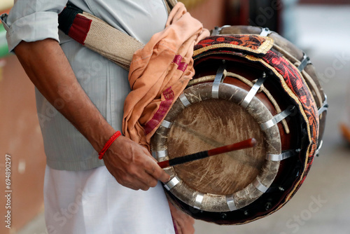 Musician playing a Thavil, a traditional Indian drum, Sri Mahamariamman Hindu Temple, Kuala Lumpur. Malaysia photo