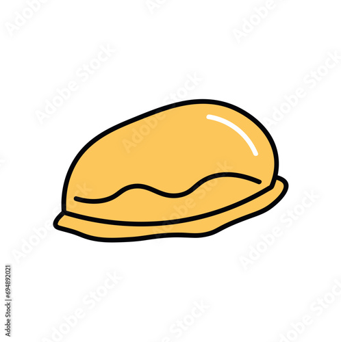 Baked good of food colorful set. This image showcases a delectable, golden-brown bun, inviting you to savor its deliciousness. Vector illustration.