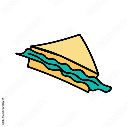 Baked good of food colorful set. This bakery-themed illustration showcase a tantalizing, delectable sandwich that's sure to make your taste buds tingle. Vector illustration.