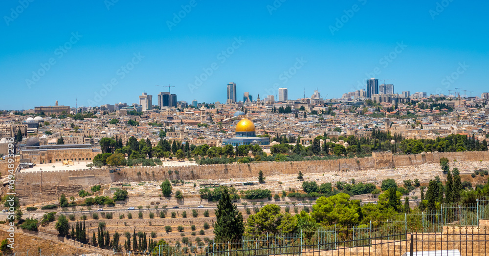 Incredible panoramic wide view inside the old city of Jerusalem High Definition 2023