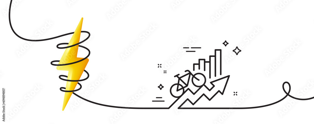 Training results line icon. Continuous one line with curl. Bicycle ride ...
