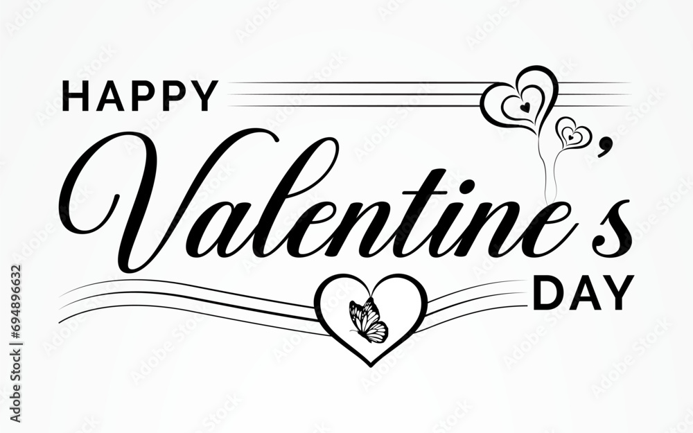Vector Happy valentines day creative lettering valentine card.