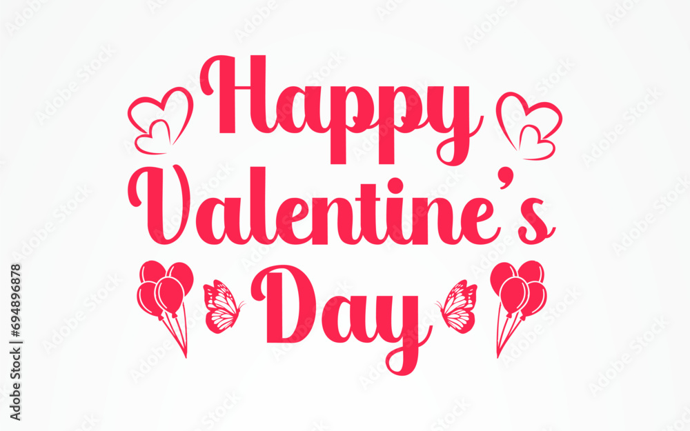 Vector Happy valentines day creative lettering valentine card.
