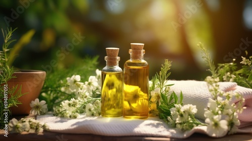 natural organic oil Complete with herbal cosmetics, beauty spa