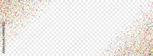 Multicolored Polka Background Transparent Vector. Geometric Anniversary Frame. Bright Decor. Rainbow Circle Decoration. Confetti Paper Card.