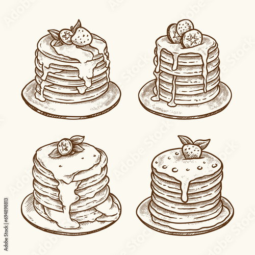pancake hand drawn illustration vector	