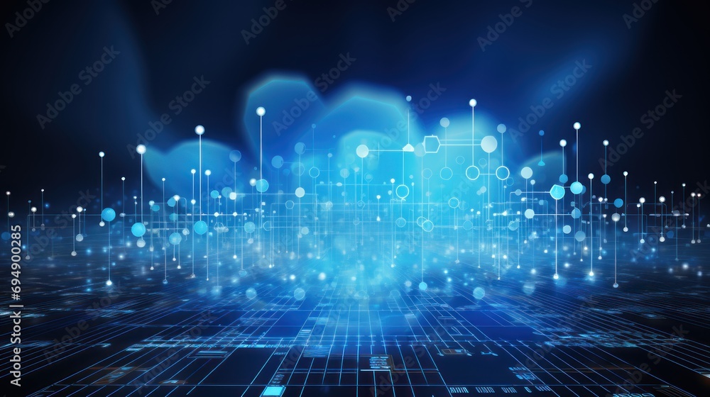 Fototapeta premium Digital data processing in the virtual cloud abstract background