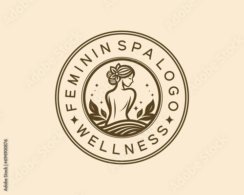 luxury feminine spa logo. This wellness-inspired design exudes sophistication and tranquility, making it the perfect symbol for beauty, relaxation, and holistic well-being.