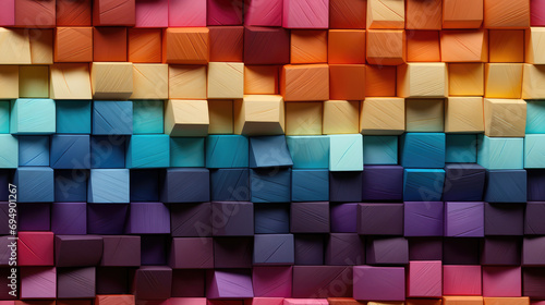 seamless mosaic wooden squares  cubes  blocks background pattern