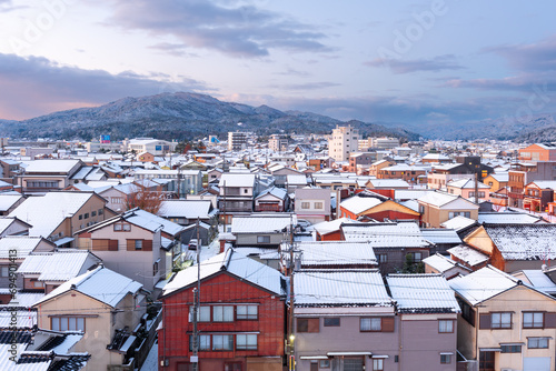 Wajima, Ishikawa, Japan Town Skyline in Winter photo