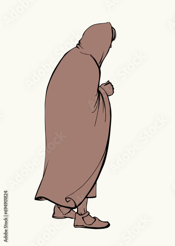 Vector drawing. Man in ancient clothes