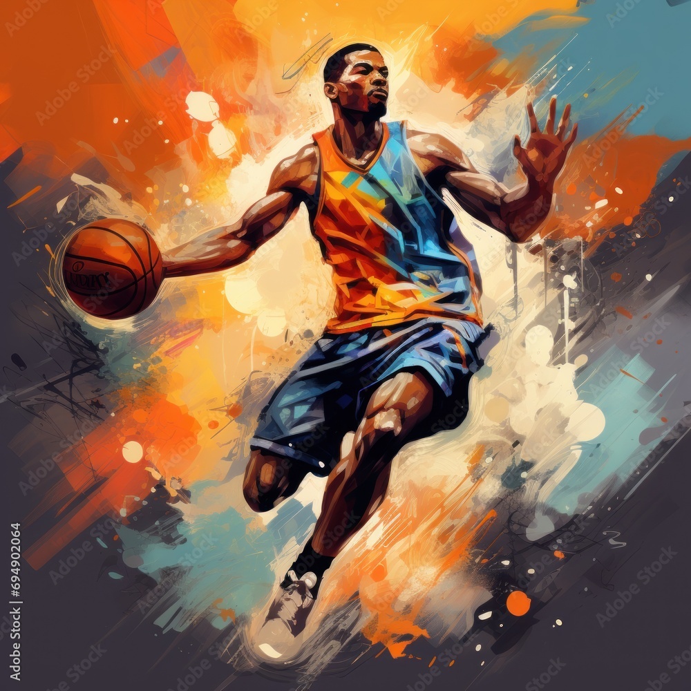 basketball sport mans dunk - obrazy, fototapety, plakaty 