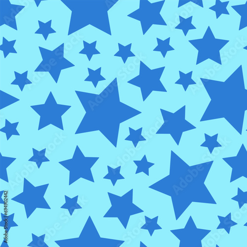 Starry seamless pattern, randomly placed stars background. Vector illustration.