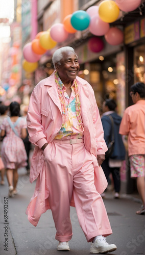  A black grandfather enjoys Harajuku fashion