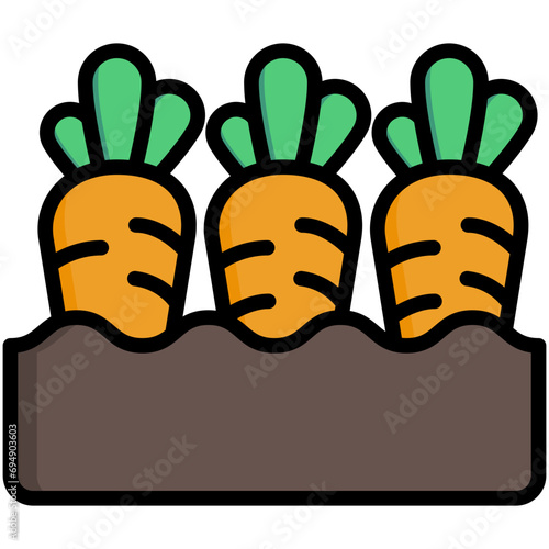 carrot lineal multi color icon, related to spring theme. for app and web development.