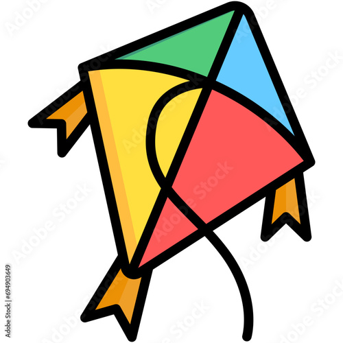 kite lineal multi color icon, related to spring theme. for app and web development.