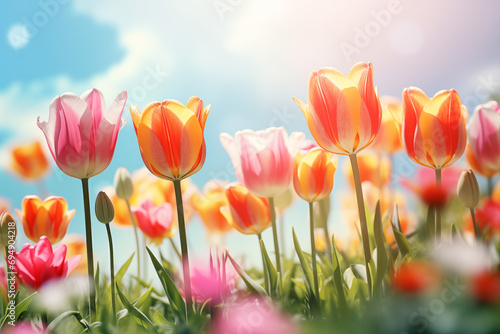 Tulips in spring on a sunny day