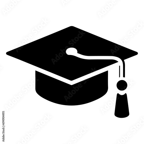 graduation Cap Vector Icon black color, Education Icon black color