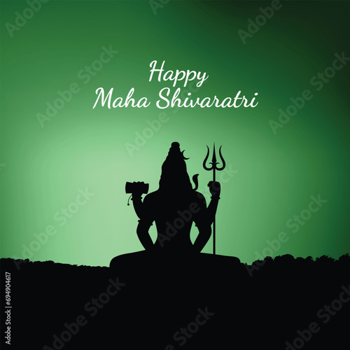 Maha Shivaratri. Maha Shivratri Illustration Of Lord Shiva For Shivratri With Hindi Message Om Namah Shivaya.  photo