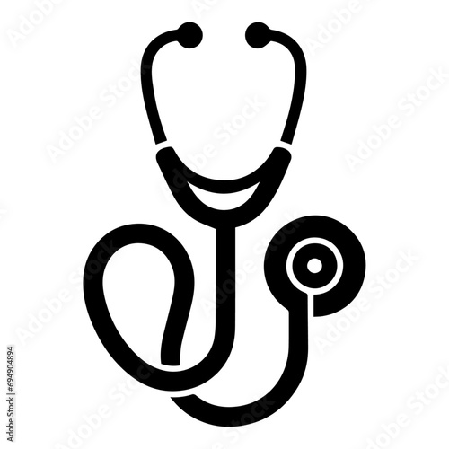 stethoscope Icon vector art illustration black color, Medical Icon vector silhouette