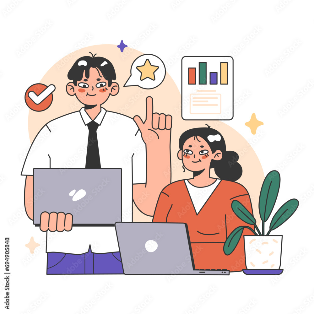 Training workshop. Interactive training process. Professional development. Increasing of business competences and skills. Flat vector illustration Training workshop. Interactive training process. Professional development. Increasing of business competences and skills. Flat vector illustration