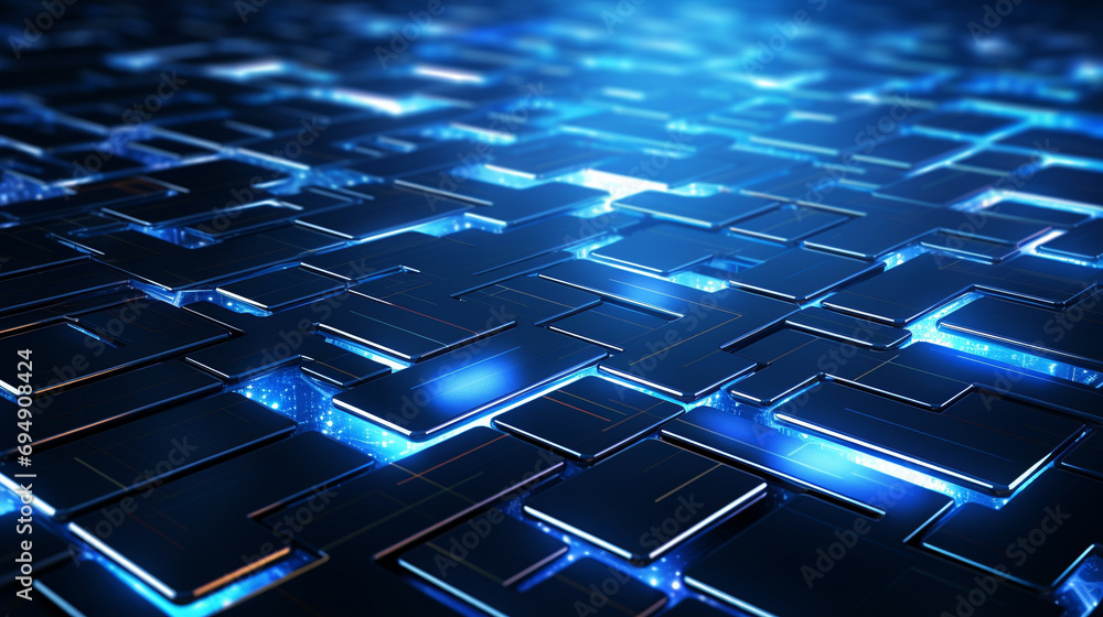 Obraz premium 3D rendering of a block chain concept, showcasing a chain of intricate network connections, high-resolution, emphasizing the interconnectedness of digital networks