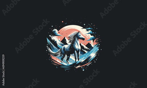 horse on mountain vector illustration artwork design