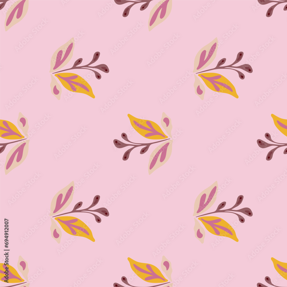 Elegant seamless pattern featuring hand-drawn leaves and florals.