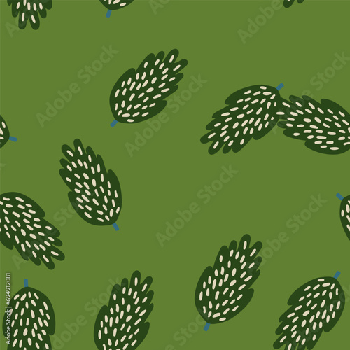 Artistic tree and foliage illustration in a repeating pattern.