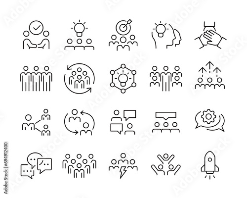 Teamwork Icons - Vector Line. Editable Stroke.