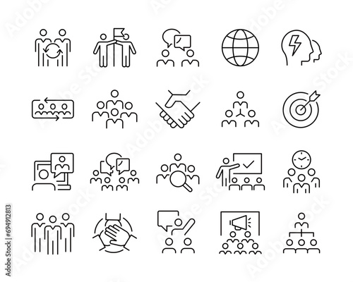 Teamwork Icons - Vector Line. Editable Stroke.
