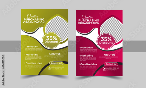 A bundle of 2 templates of different colors a4 flyer template, modern business flyer template, abstractbusiness flyer,
advertise, publication, cover page. photo