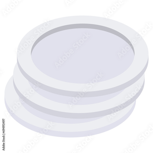Conceptual isometric design icon of plates 