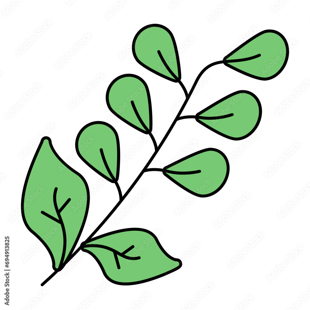 fresh sage leaves Concept, evergreen subshrub vector outline icon design, Condiments and Spices symbol, Food cooking ingredients Sign, Herbs and table sauce stock illustration