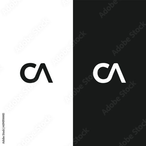 CA logo. C A design. White CA letter. CA, C A letter logo design. Initial letter CA linked circle uppercase monogram logo.