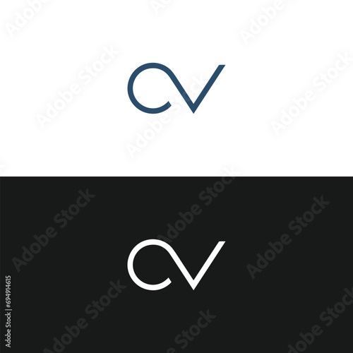 CV logo. C V design. White CV letter. CV, C V letter logo design. Initial letter CV linked circle uppercase monogram logo.
