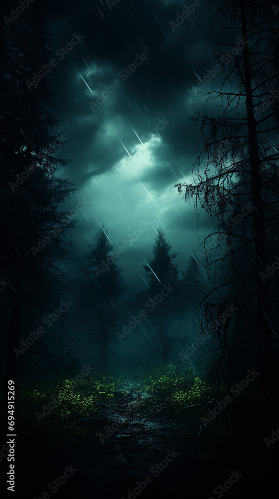 night misty forest