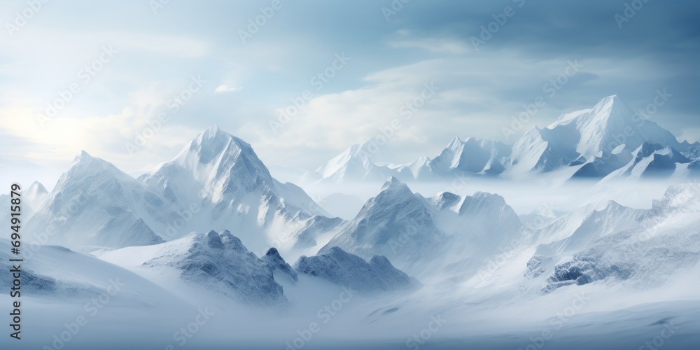 Snow-covered mountains providing a majestic backdrop.
