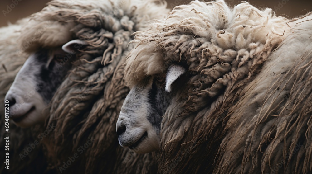 Close Up of Woolly Sheep in Natural Pasture Environment Rural Animal Life Image