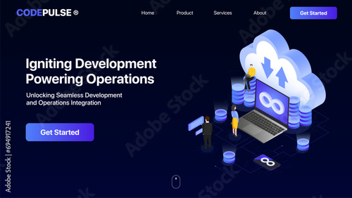 DevOps website hero screen concept. DevOps operations