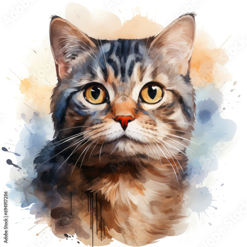 watercolor Scottish Fold clipart, Generative Ai