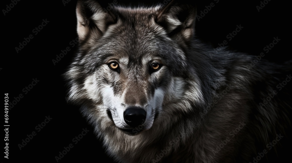 Intense Gray Wolf Gaze Captured in Low Light Nature Wildlife 