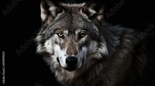 Intense Gray Wolf Gaze Captured in Low Light Nature Wildlife 