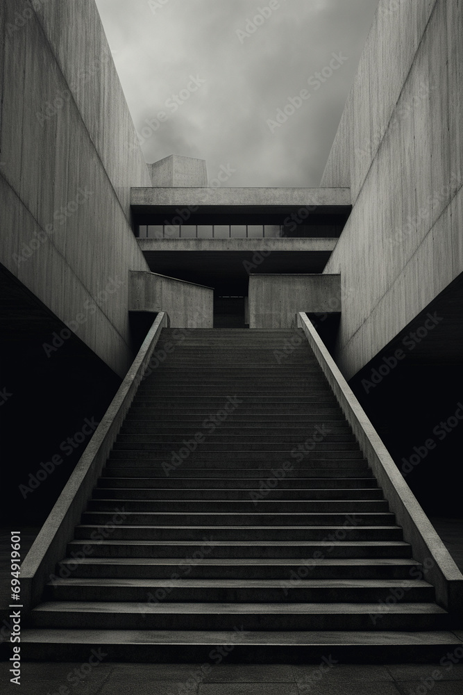 Fototapeta premium Brutalist Formations: Architectural Monoliths in Urban Landscapes
