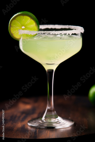 Margarita cocktail with lime in a glass. Selective focus.
