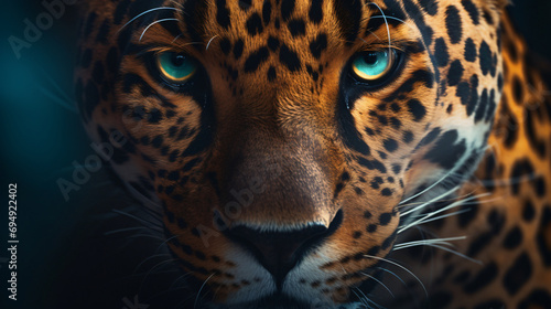 photograph of the fierce eyes of a wild jaguar photo
