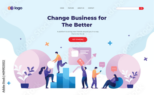 Illustration of people doing business in the digital world