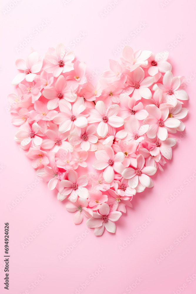 Heart of flowers on a pink background. Selective focus. Heart of flowers on a pink background. Selective focus.